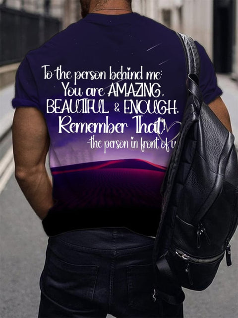 Men’s Starry Sky Dear Person Behind Me Be Kind Mental Health T-Shirt