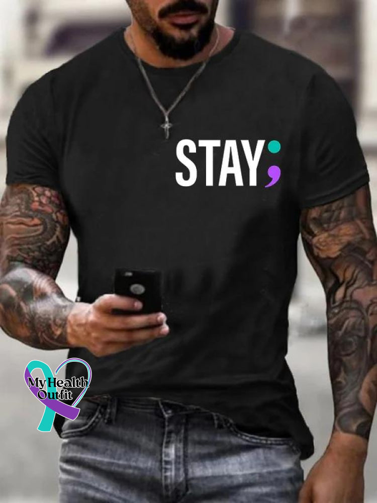 Men’s Stay Be You Do Love For Art Pattern Print Casual T-Shirt