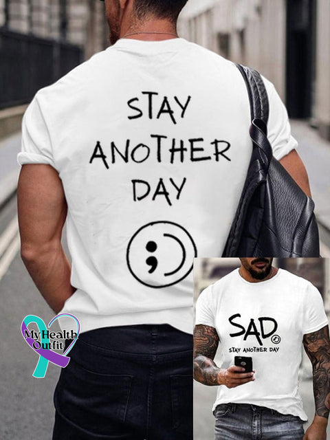 Men’s Stay Mental Health Printed T-Shirt White / S
