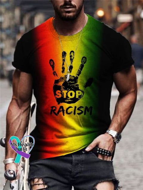 Men’s Stop Racism Art Print Casual T-Shirt Multicolor / S