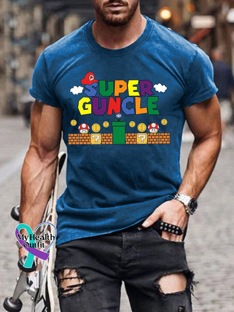 Men’s Super Guncle Print Casual T-Shirt Navy Blue / S