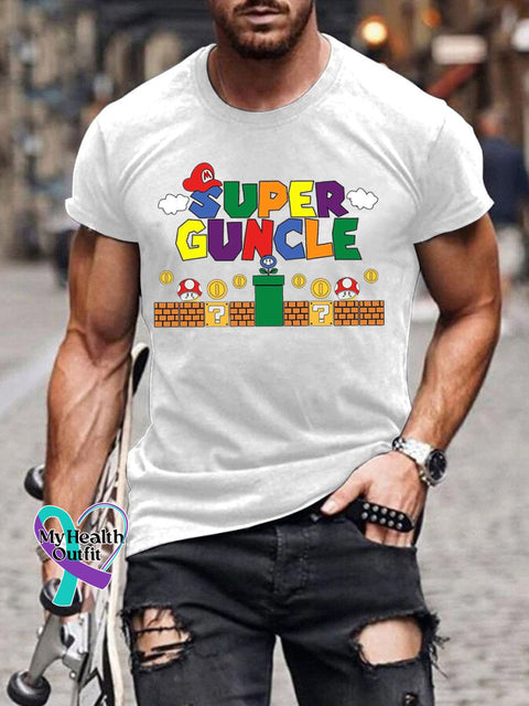 Men’s Super Guncle Print Casual T-Shirt White / S