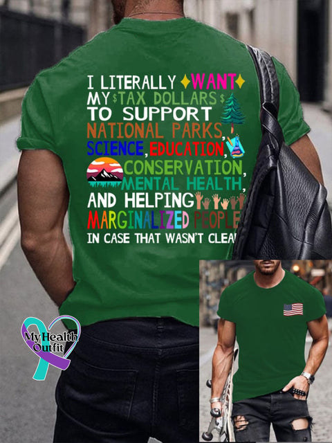 Men’s Support Our National Parks Printed Round Neck T-Shirt Green / S