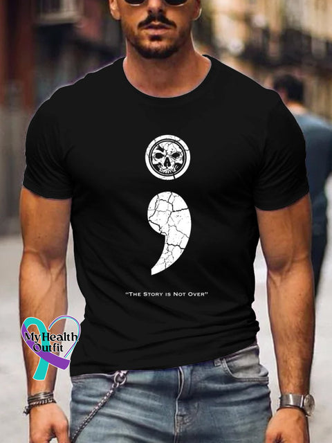 Men’s The Story Is Not Over Suicide Prevention Awareness Print T-Shirt Black / S