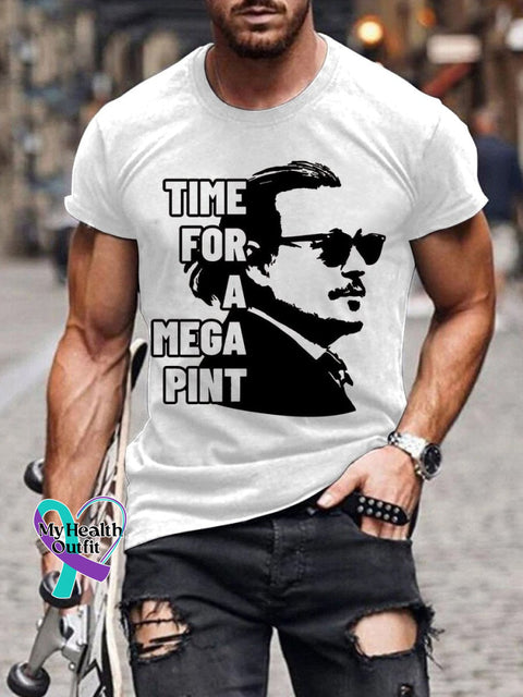 Men’s Time For A Mega Pint Print Casual T-Shirt White / S