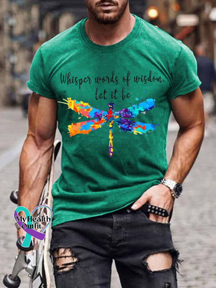 Men’s Whisper Words Of Wisdom Let It Be Art Pattern Print Casual T-Shirt Green / S