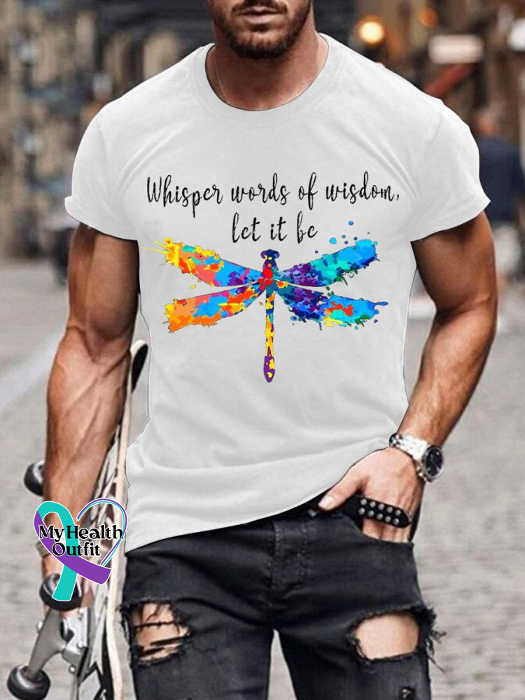 Men’s Whisper Words Of Wisdom Let It Be Art Pattern Print Casual T-Shirt White / S