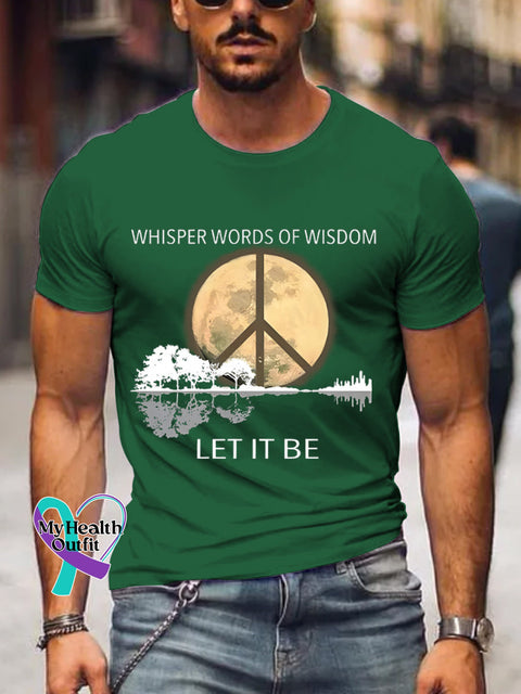 Men’s Whisper Words Of Wisdom Let It Be Art Print Casual T-Shirt Green / S