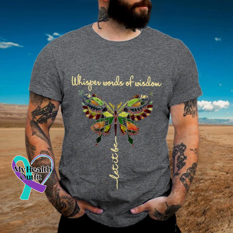 Men’s Whisper Words Of Wisdom Let It Be Butterfly Cotton T-Shirt Grey / S