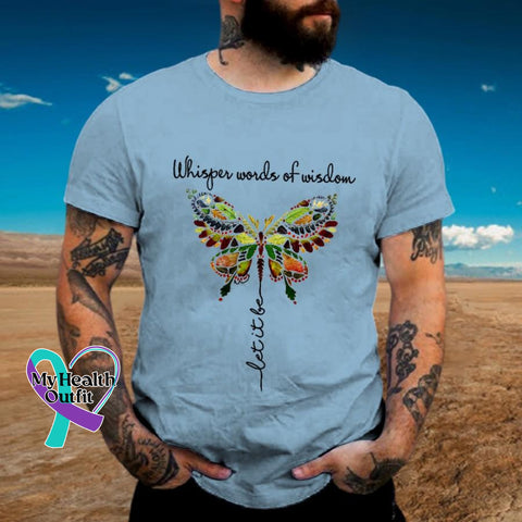 Men’s Whisper Words Of Wisdom Let It Be Butterfly Cotton T-Shirt Skyblue / S