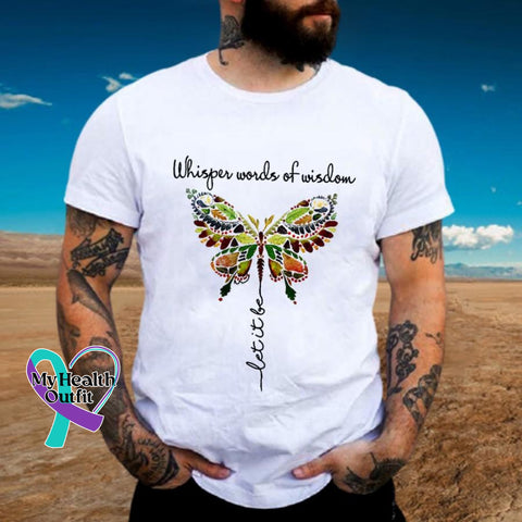 Men’s Whisper Words Of Wisdom Let It Be Butterfly Cotton T-Shirt White / S
