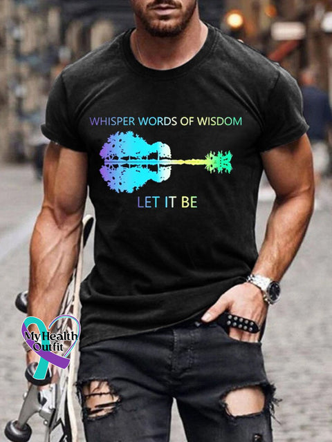 Men’s Whisper Words Of Wisdom Let It Be Print Casual T-Shirt Black / S