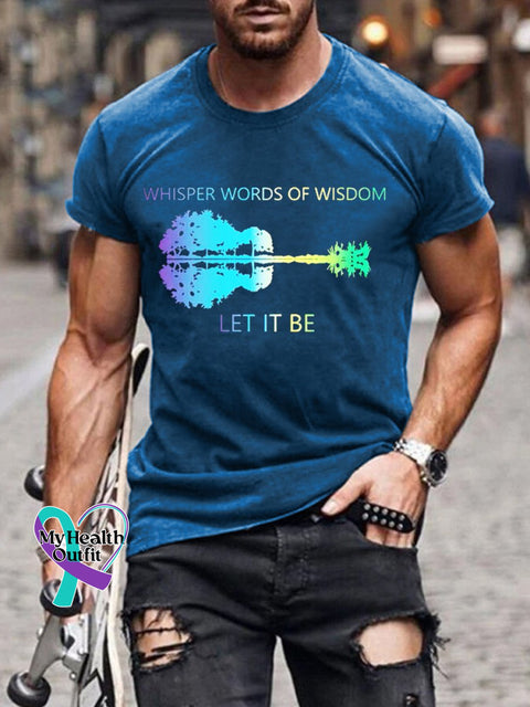 Men’s Whisper Words Of Wisdom Let It Be Print Casual T-Shirt Navy Blue / S
