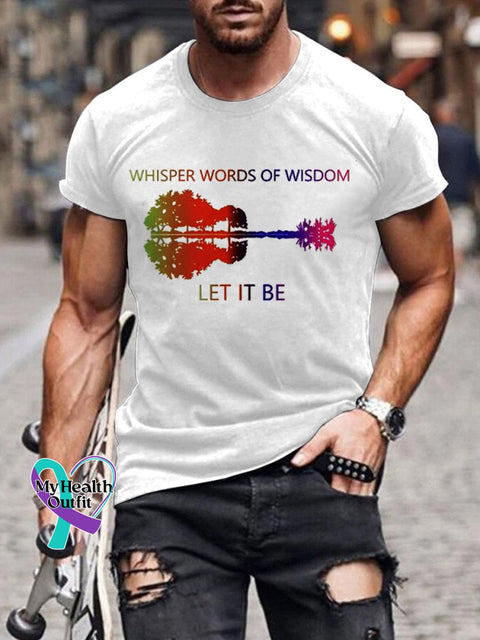 Men’s Whisper Words Of Wisdom Let It Be Print Casual T-Shirt White / S
