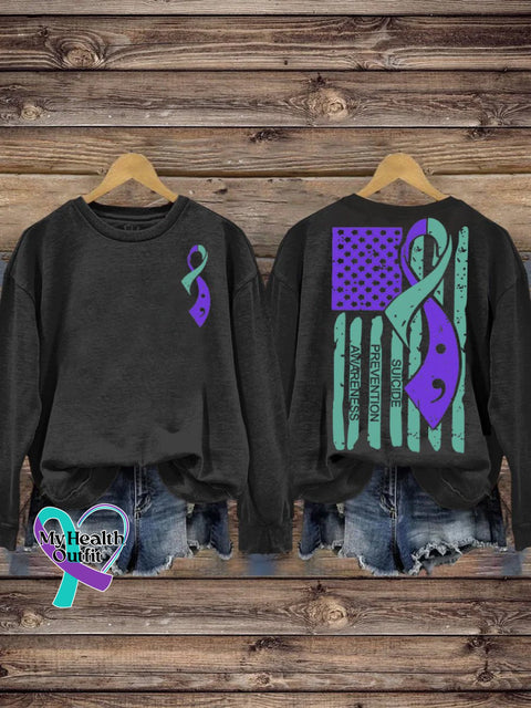 Men’s Women’s Unisex Suicide Prevention Awareness Casual Print Sweatshirt Black / S