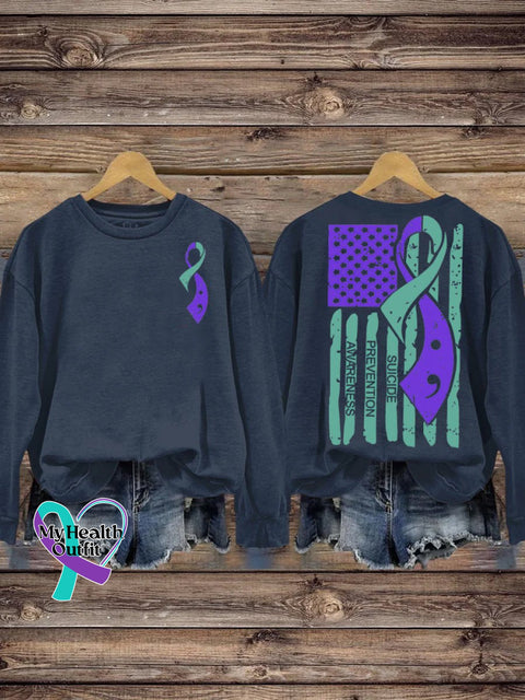 Men’s Women’s Unisex Suicide Prevention Awareness Casual Print Sweatshirt Navy / S