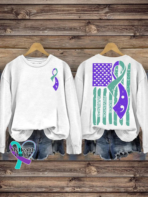 Men’s Women’s Unisex Suicide Prevention Awareness Casual Print Sweatshirt White / S
