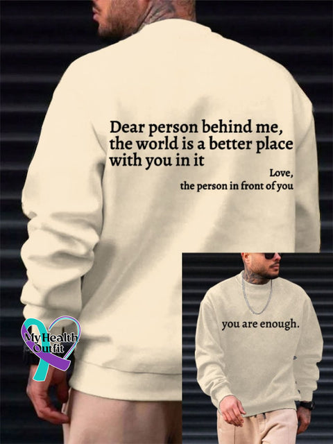 Men’s You Are Enough Dear Person Behind Me Printed Sweatshirt Apricot / S