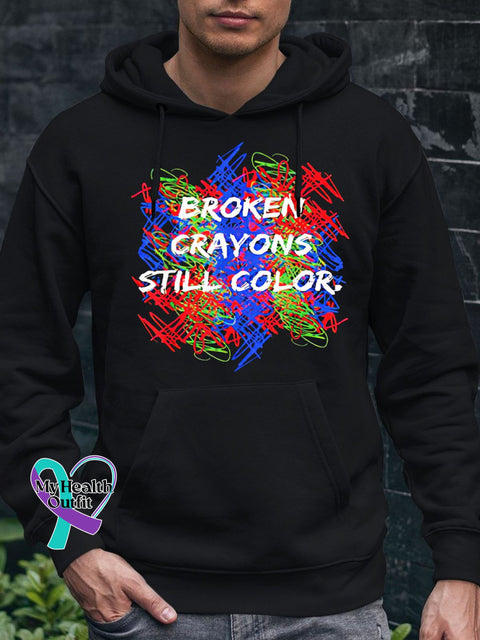 Men’sbroken Crayons Still Color Casual Hoodie Black / S