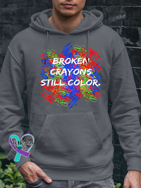 Men’sbroken Crayons Still Color Casual Hoodie Grey / S