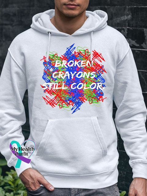 Men’sbroken Crayons Still Color Casual Hoodie White / S