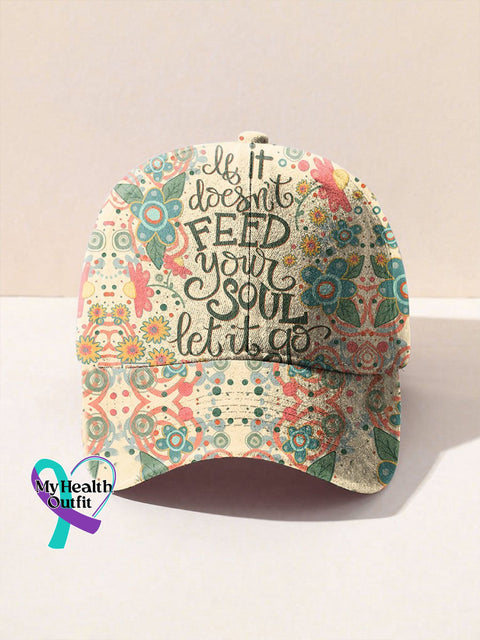 Mental Health Awareness Encouraging Inspirational Floral Art Print Casual Hats Multicolor / Onesize