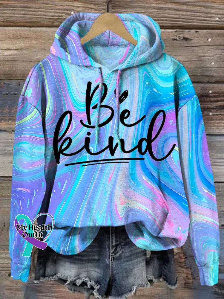 Mental Health Awareness Inspirational Be Kind Print Casual Sweatshirt Blue Purple / S