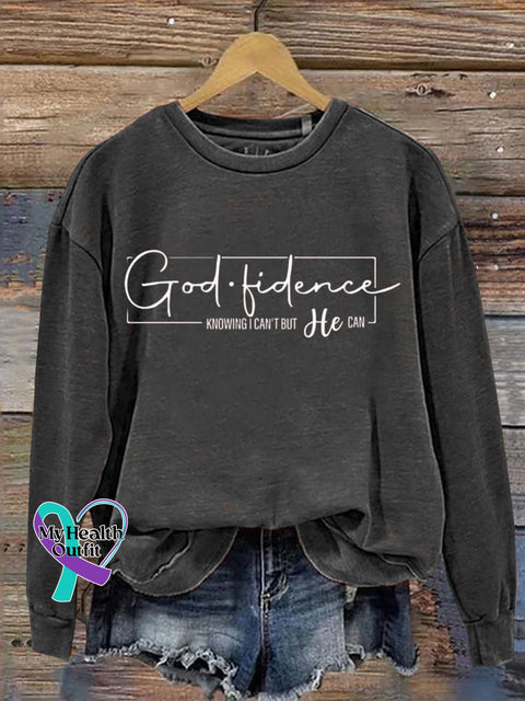 Mental Health Christianity God Faith Knows I Can’t Crew Neck Casual Printed Sweatshirt Black / S