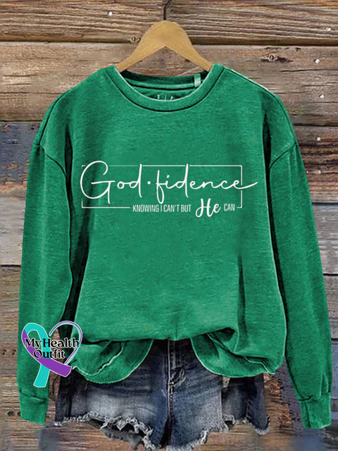 Mental Health Christianity God Faith Knows I Can’t Crew Neck Casual Printed Sweatshirt Green / S