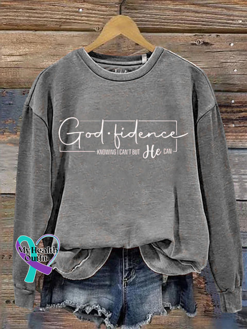 Mental Health Christianity God Faith Knows I Can’t Crew Neck Casual Printed Sweatshirt Grey / S