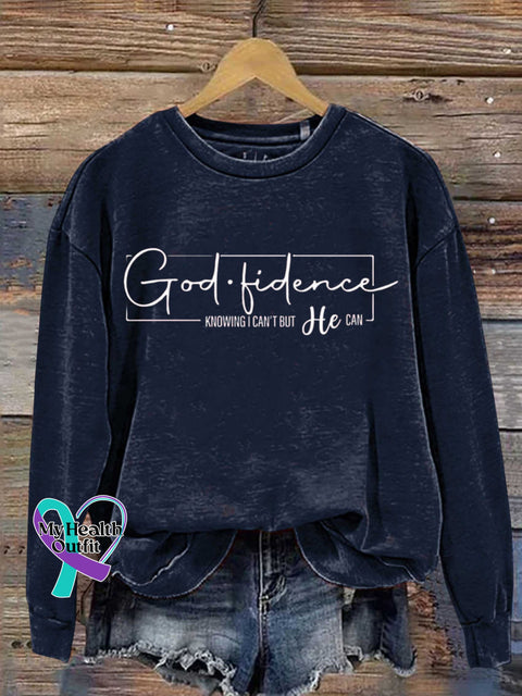 Mental Health Christianity God Faith Knows I Can’t Crew Neck Casual Printed Sweatshirt Navyblue / S