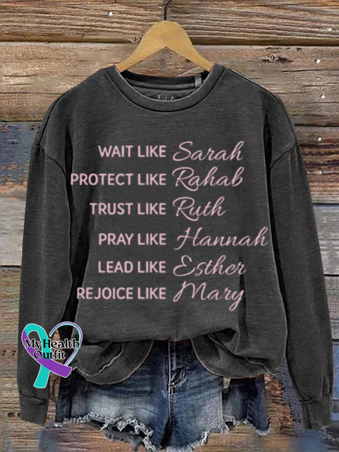 Mental Health Christianity Protects Trust Like Recovery Crew Neck Casual Printed Sweatshirt Black /