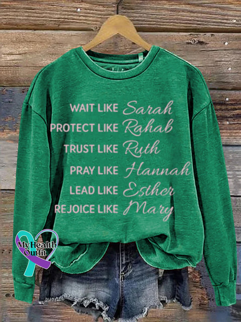 Mental Health Christianity Protects Trust Like Recovery Crew Neck Casual Printed Sweatshirt Green /