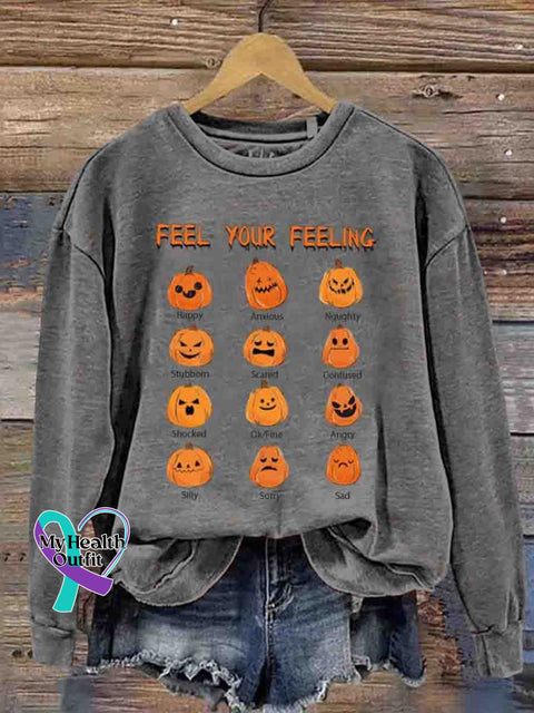 Mental Health Inspirational Halloween Printed Sweatshirt Grey / S