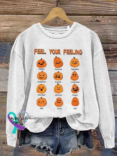 Mental Health Inspirational Halloween Printed Sweatshirt White / S