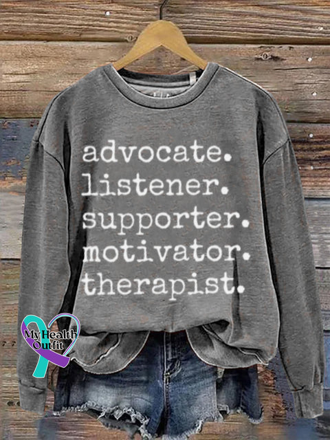 Mental Health Inspirational Treatment Anxiety Awareness Round Neck Casual Printed Sweatshirt Grey /