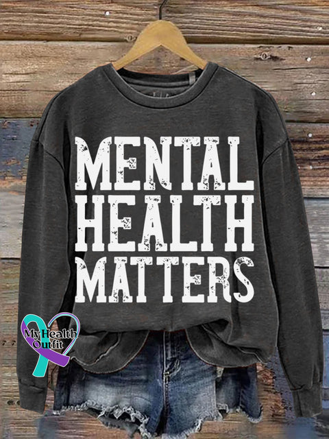 Mental Health Inspirational You Are Important Crew Neck Casual Printed Sweatshirt Balck / S