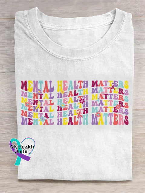 Mental Health Matters Art Print Casual T-Shirt White / S