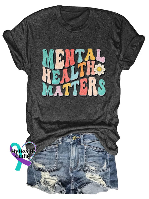 Mental Health Matters Print T-Shirt Black / S