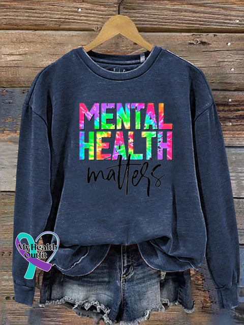 Mental Health Matters Printed Casual Crew Neck Sweatshirt NavyBlue / S