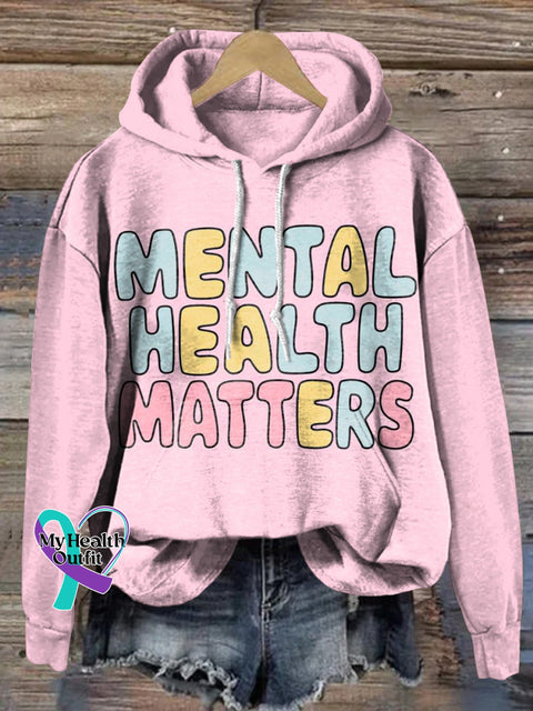 Mental Health Matters Printed Casual Hoodie Multicolor / S