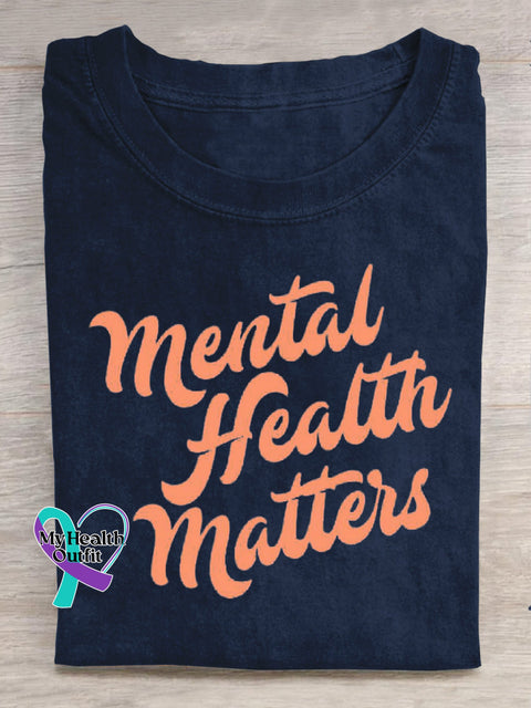 Mental Health Matters Printed Casual Round Neck Short Sleeve T-Shirt NavyBlue / S