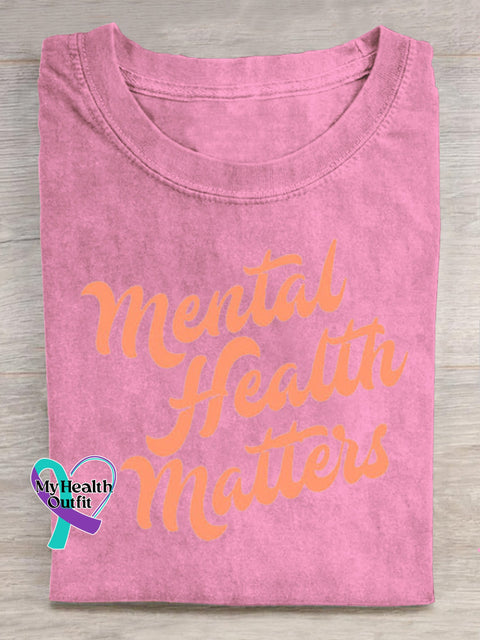 Mental Health Matters Printed Casual Round Neck Short Sleeve T-Shirt Pink / S