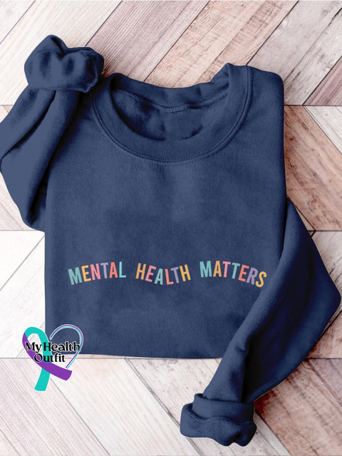 Mental Health Matters Psychology Awareness Therapy Casual Print Sweatshirt Blue / S