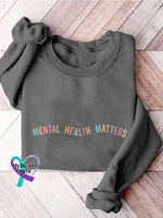 Mental Health Matters Psychology Awareness Therapy Casual Print Sweatshirt Grey / S