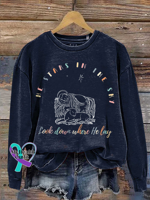 Mental Health Nativity Scene Round Neck Casual Printed Sweatshirt Navyblue / S