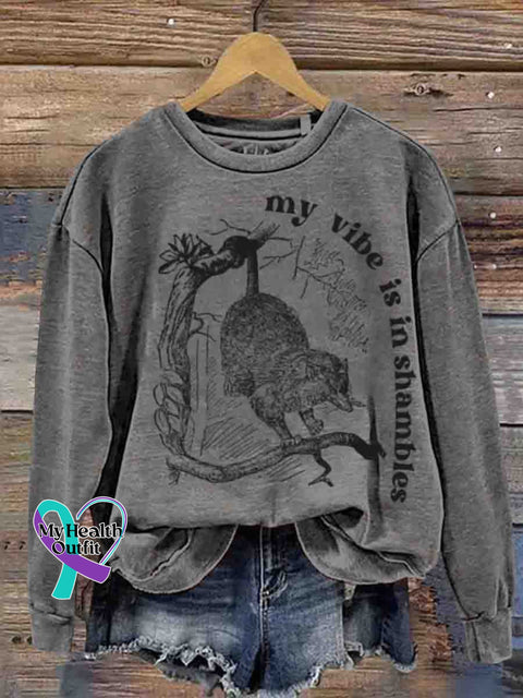 Mental Health Possum Funny Casual Printed Sweatshirt Grey / S