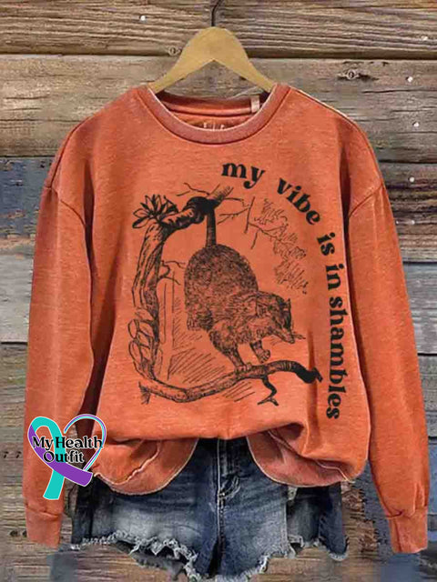 Mental Health Possum Funny Casual Printed Sweatshirt Orange / S