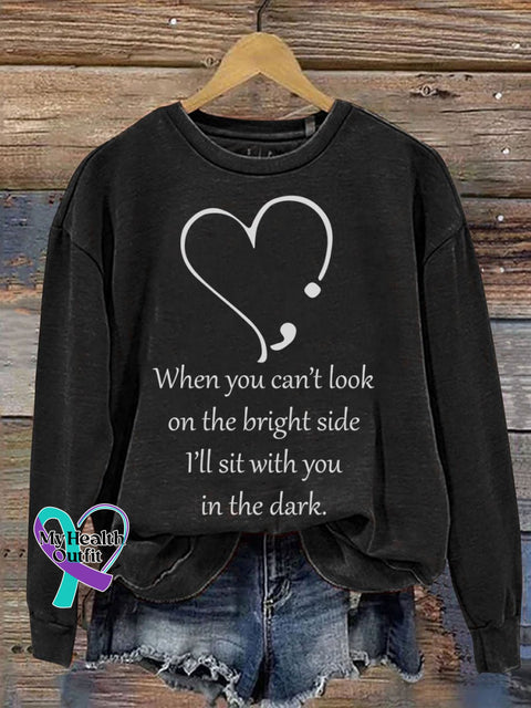 Mental Health Print Casual Sweatshirt Black / S