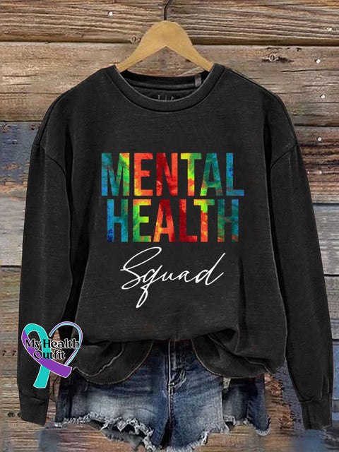 Mental Health Print Casual Sweatshirt Black / S